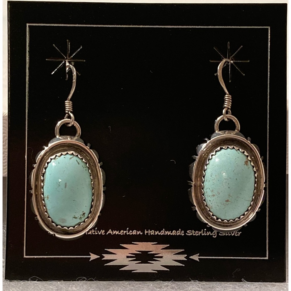 Native American  Sleeping Beauty Turquoise Earrings Navajo made - new w/o tags
